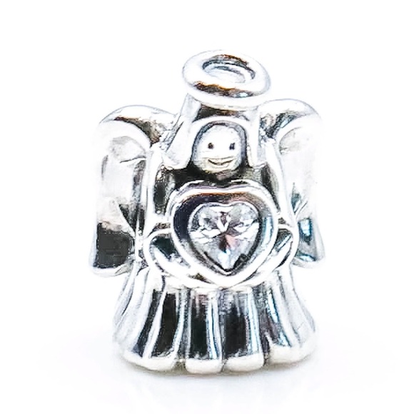 NWT Retired Pandora Angel of Love Silver Charm With Heart Shaped Clear Zirconia - Picture 11 of 12